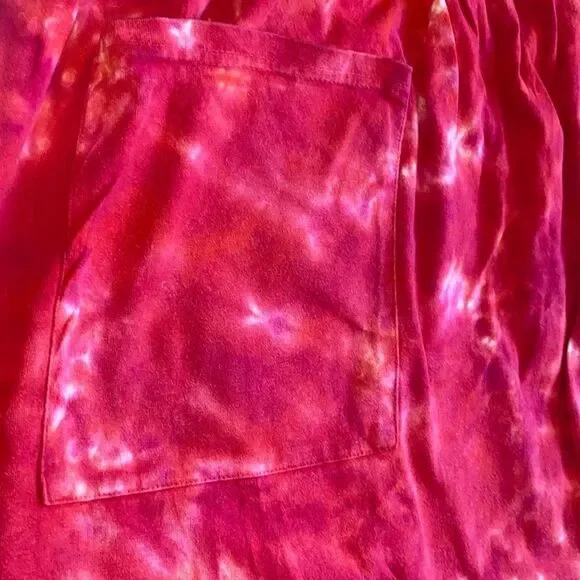 Cotton T-Shirt Dress With Pockets- Handmade Tie-dye- Shades Of Red-GUC- Medium - Picture 5 of 5